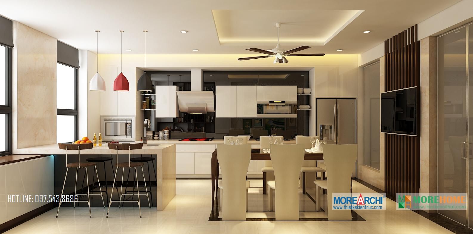 Thiết kế nội thất phòng bếp nhà phố hiện đại Trần Duy Hưng Trung Hòa Cầu Giấy Hà Nội